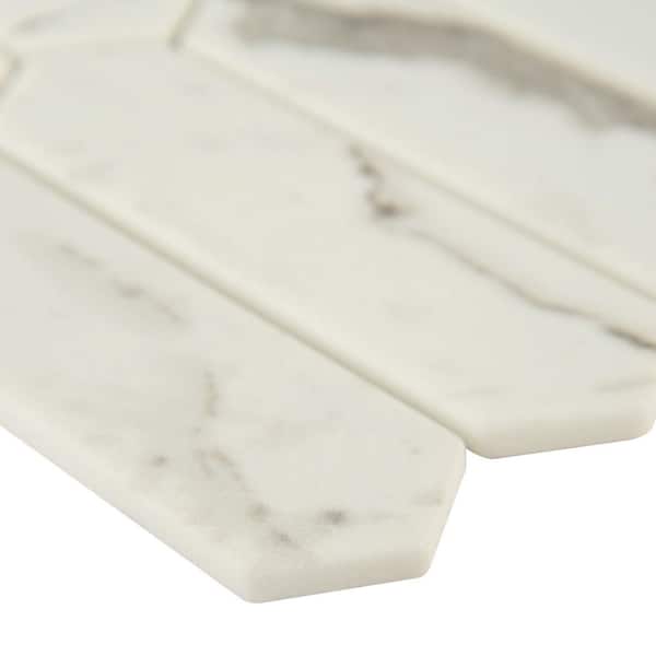 Statuario Celano Picket 9.84 in. x 14.13 in. Matte Glass Mesh-Mounted Mosaic Tile (0.97 sq. ft./Each)