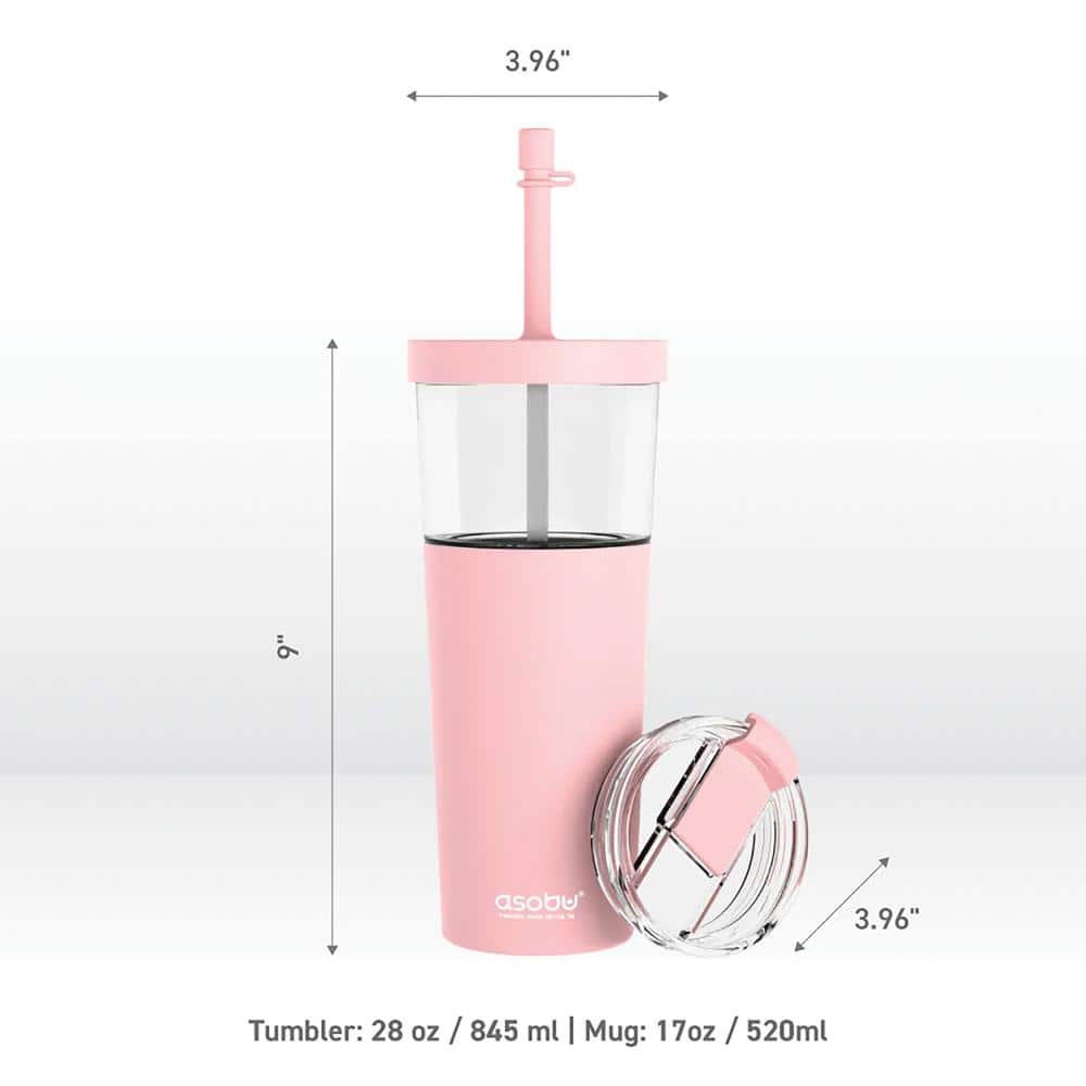 Pink Stainless Steel Travel Tumbler with Detachable Coffee Mug