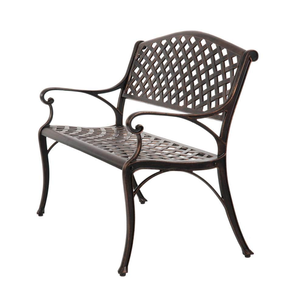 Antique Bronze Cast Aluminum Outdoor Patio Bench