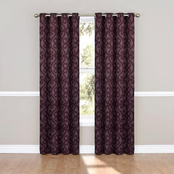 Eclipse Patricia Blackout Aubergine Grommet Curtain Panel, 95 in. Length (Price Varies by Size)