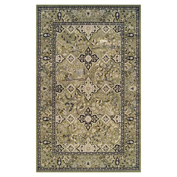 Radcliffe Green 4 ft. x 6 ft. Floral Medallion Polypropylene Area Rug