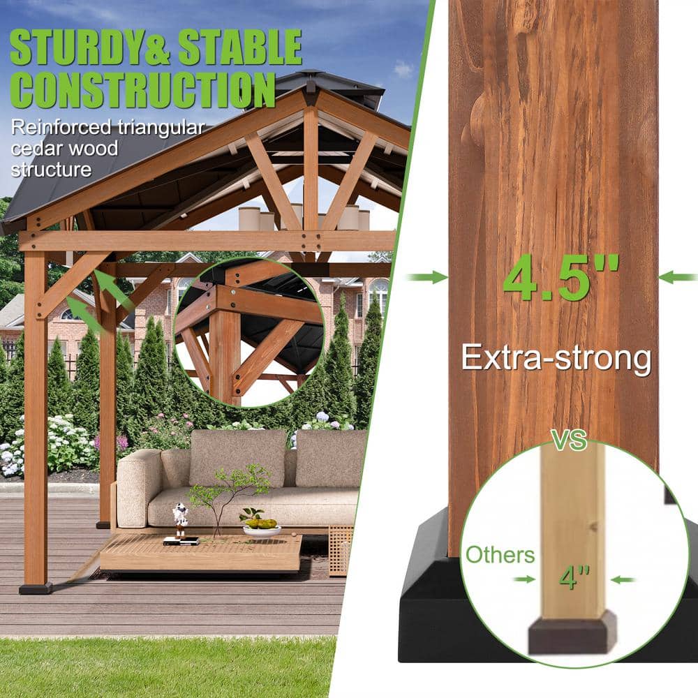 12' x 12' Cedar Wood Gazebo with Metal Roof