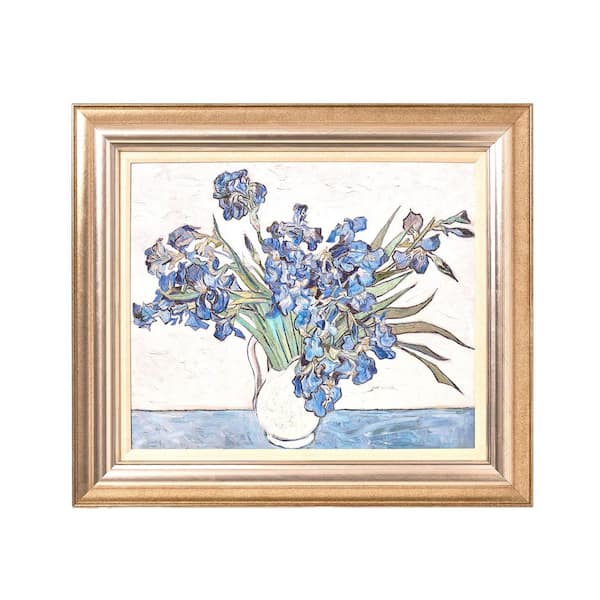 "Blue Irises" by Vincent van Gogh 1-Piece Ornate Frame Canvas Floral Art Print 27.5 in. x 31.5 in.