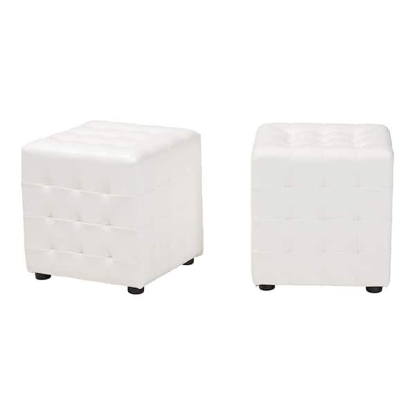 Siskal White Accent Ottoman (Set of 2)