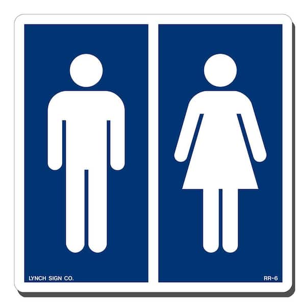 7 in. x 7 in. Men Women Symbol Sign Printed on More Durable, Thicker, Longer Lasting Styrene Plastic