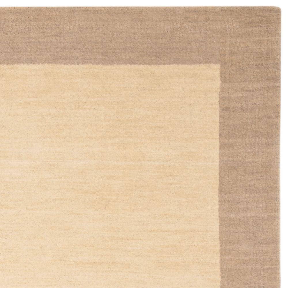 Ivory Beige Hand-Knotted Wool Rectangular Rug, 5' x 8'
