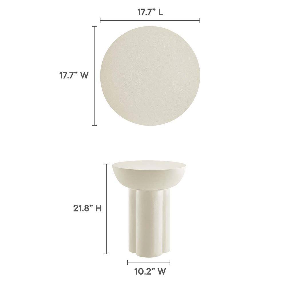 Caspian Round White Concrete and MDF Side Table