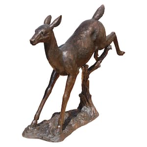 50 in. H Leaping Deer Cast Bronze Garden Statue