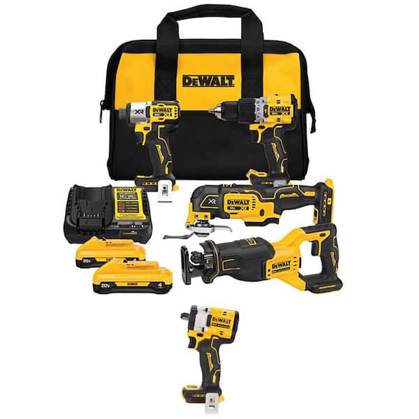 20V MAX Lithium-Ion Cordless 4-Tool Combo Kit and ATOMIC Brushless 1/2 in. Impact Wrench w/ (2) 4 Ah Batteries & Charger
