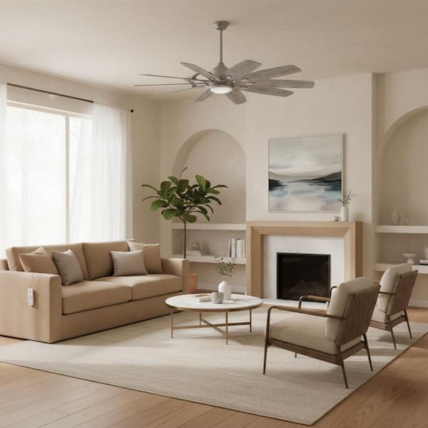 Barn 65 in. Integrated LED Indoor Burnished Nickel Smart Ceiling Fan with Light with Remote Control