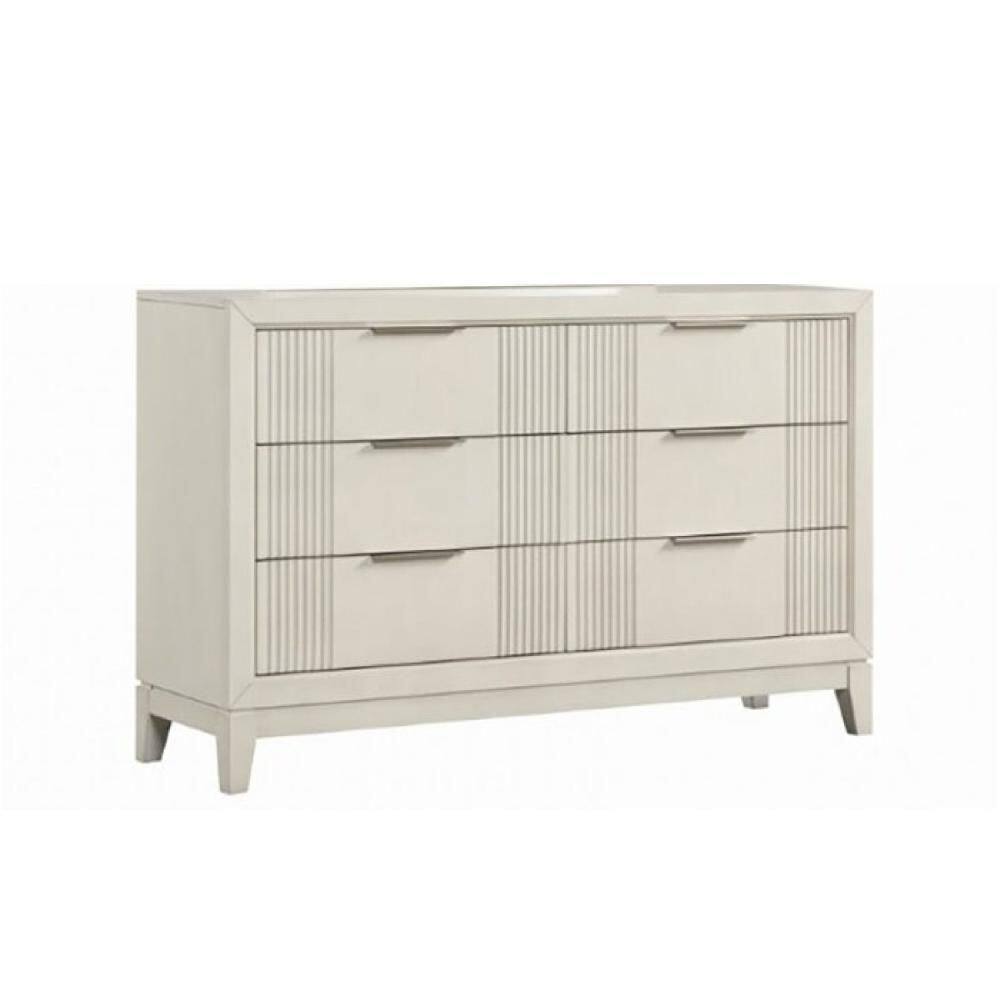 Toi White and Chrome 6 Drawer 17 in. Dresser without Mirror