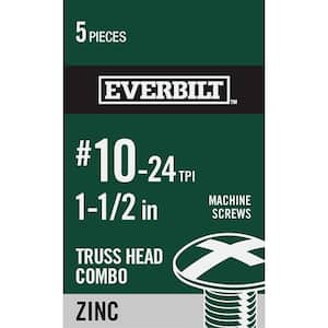 #10-24 x 1-1/2 in. Combo Truss Head Zinc Plated Machine Screw (5-Pack)