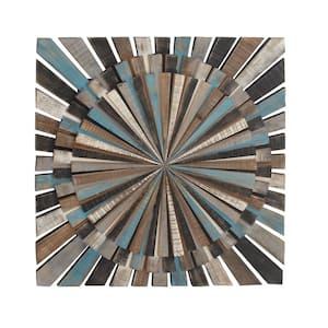 36 in. x  36 in. Wood Multi Colored Handmade Carved Starburst Wall Decor