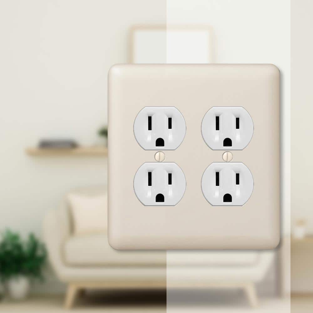 Light Almond Double Duplex Steel Wall Plate