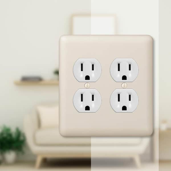 Declan 2 Gang Duplex Steel Wall Plate - Almond