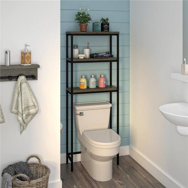 Organize It All Bronze 2-Tier Metal Freestanding Bathroom Shelf (25.25-in x  64.5-in x 10.25-in) in the Bathroom Shelves department at