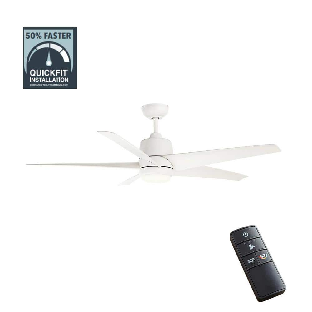 Mena 54 in. White Color Changing Integrated LED Indoor/Outdoor Matte White Ceiling Fan with Light Kit and Remote Control -  Hampton Bay, 92218