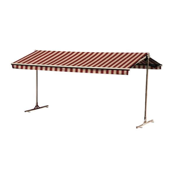 12 ft. Oasis Freestanding Motorized Retractable Awning (120 in. Projection) with Remote in Red Brick