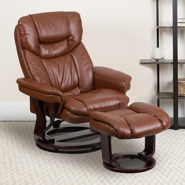 Flash Furniture Contemporary Brown, Leather Recliner Ottoman