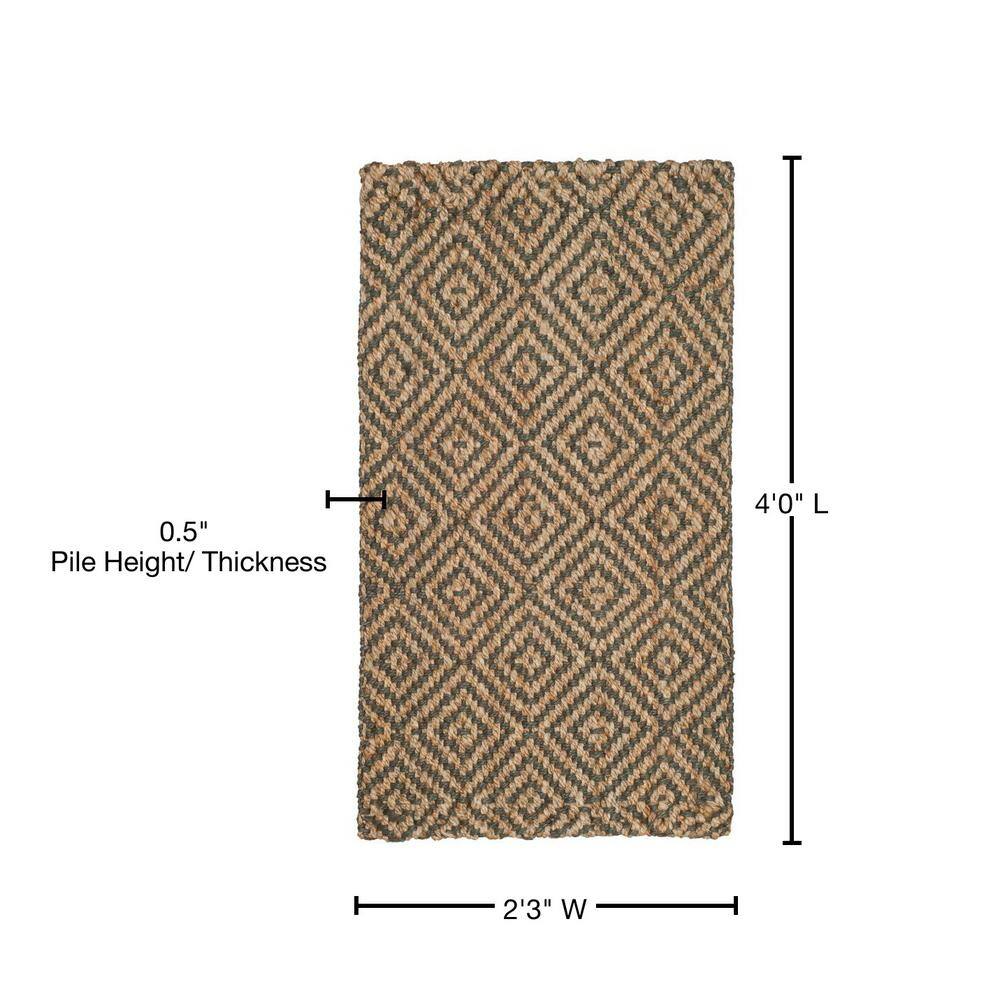 Handmade Beige and Grey Geometric Jute Area Rug