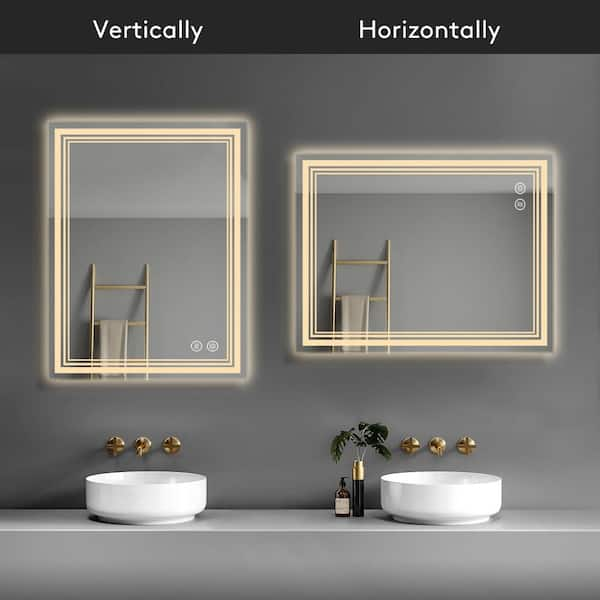 47 x 23.6 Wall Mounted Bathroom Mirror with LED Light Anti-Fog - Silver