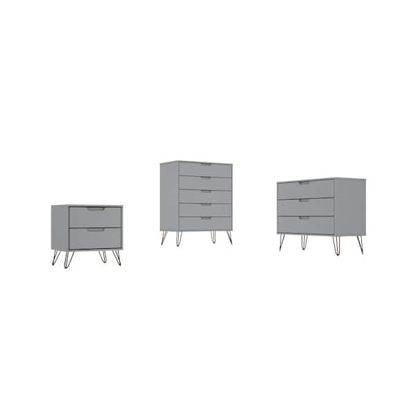 Manhattan Comfort Rockefeller 3 Piece White Tall Dresser And Nightstand Set 177gmc1 The Home Depot