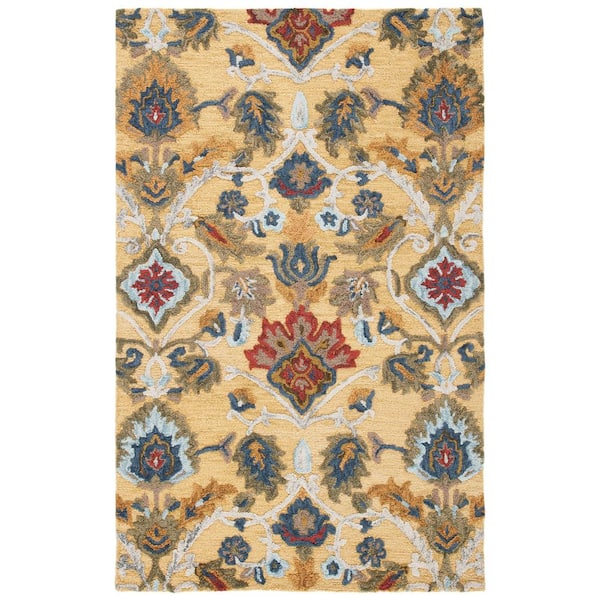Blossom 6 ft. x 8 ft. Gold/Multi Geometric Floral Area Rug