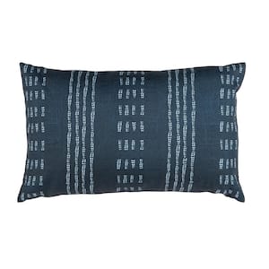Madelyn Deep Blue/White 20 in. x 12 in. Throw Pillow