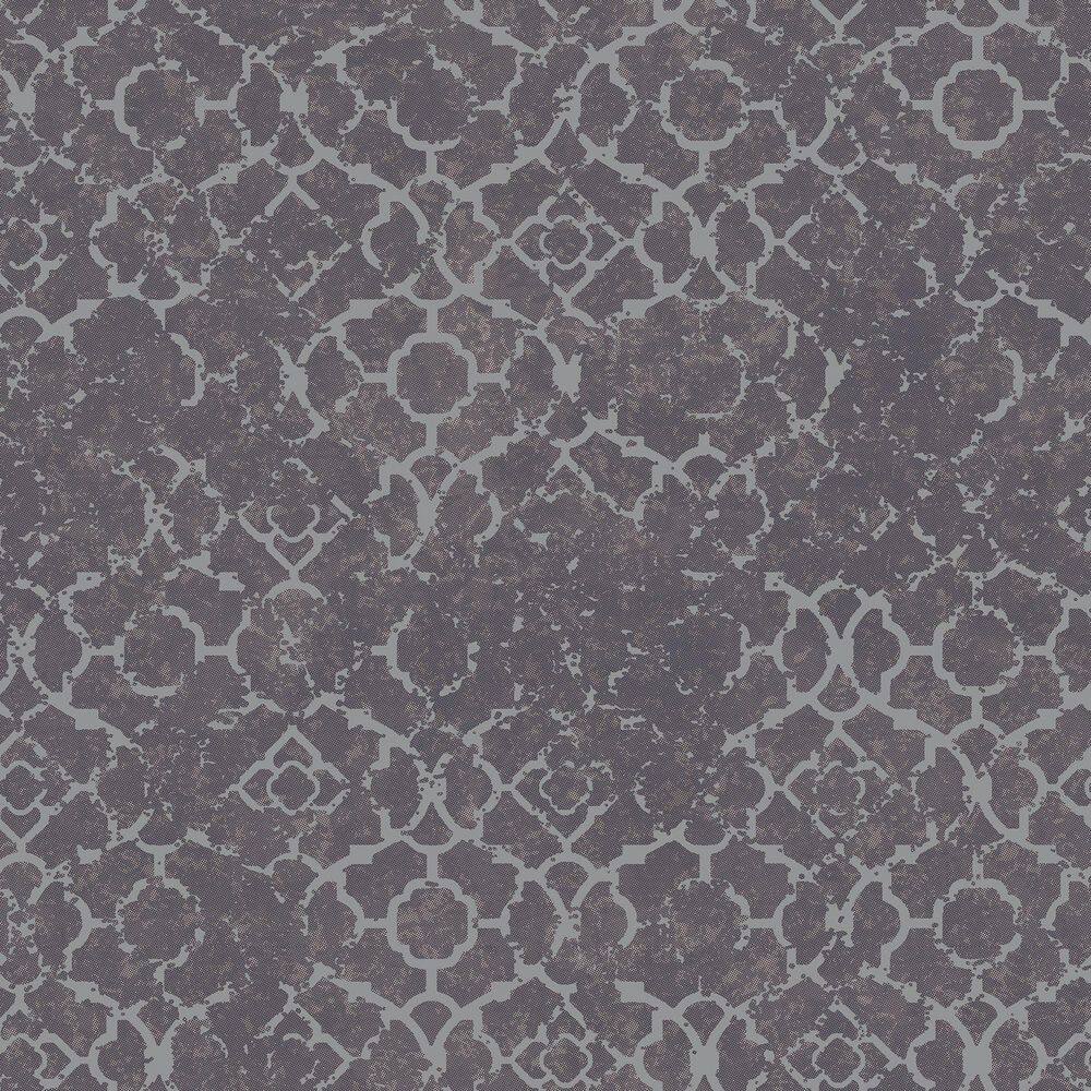 Emporium Collection Purple and Silver Aged Quatrefoil Embossed Metallic Fin