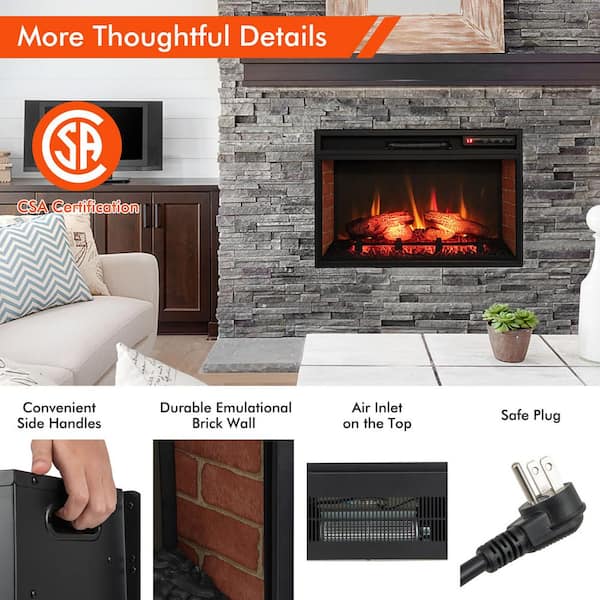 Gymax 26 in. Infrared Quartz Electric Fireplace Insert Log Flame