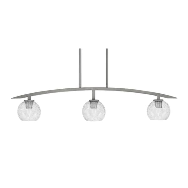 Unbranded Siena 41 in. 3-Light Graphite Chandelier with 5.75 in. Smoke Bubble Glass Shades, no bulbs included