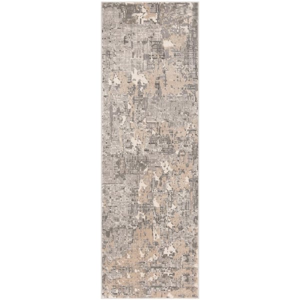 Meadow 3 ft. x 6 ft. Gray Distressed Abstract Runner Rug