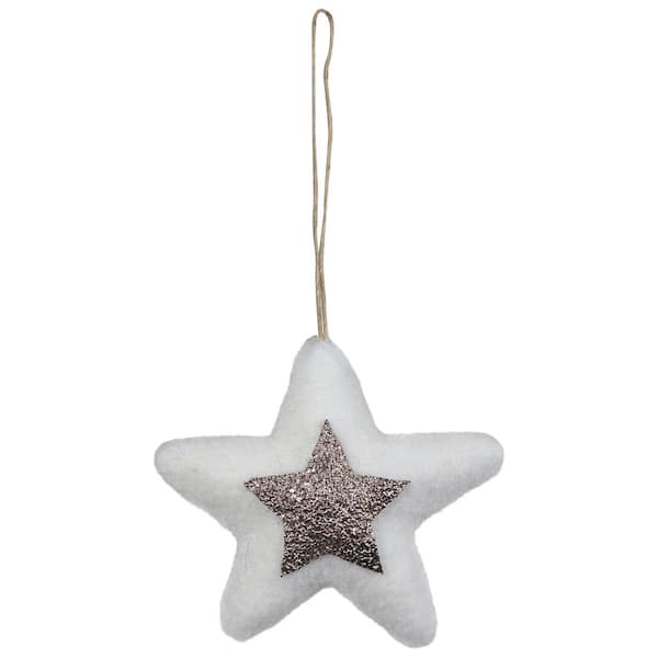 Christmas White Glitter Decorative Stars 1 Bunch of 6 or Box of 108 