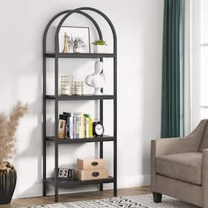 Earlimart 70.8 in. Black Wood Bookshelf 4-Tier Etagere Bookcase and Bookshelf Modem Industrial Ladder Shelf