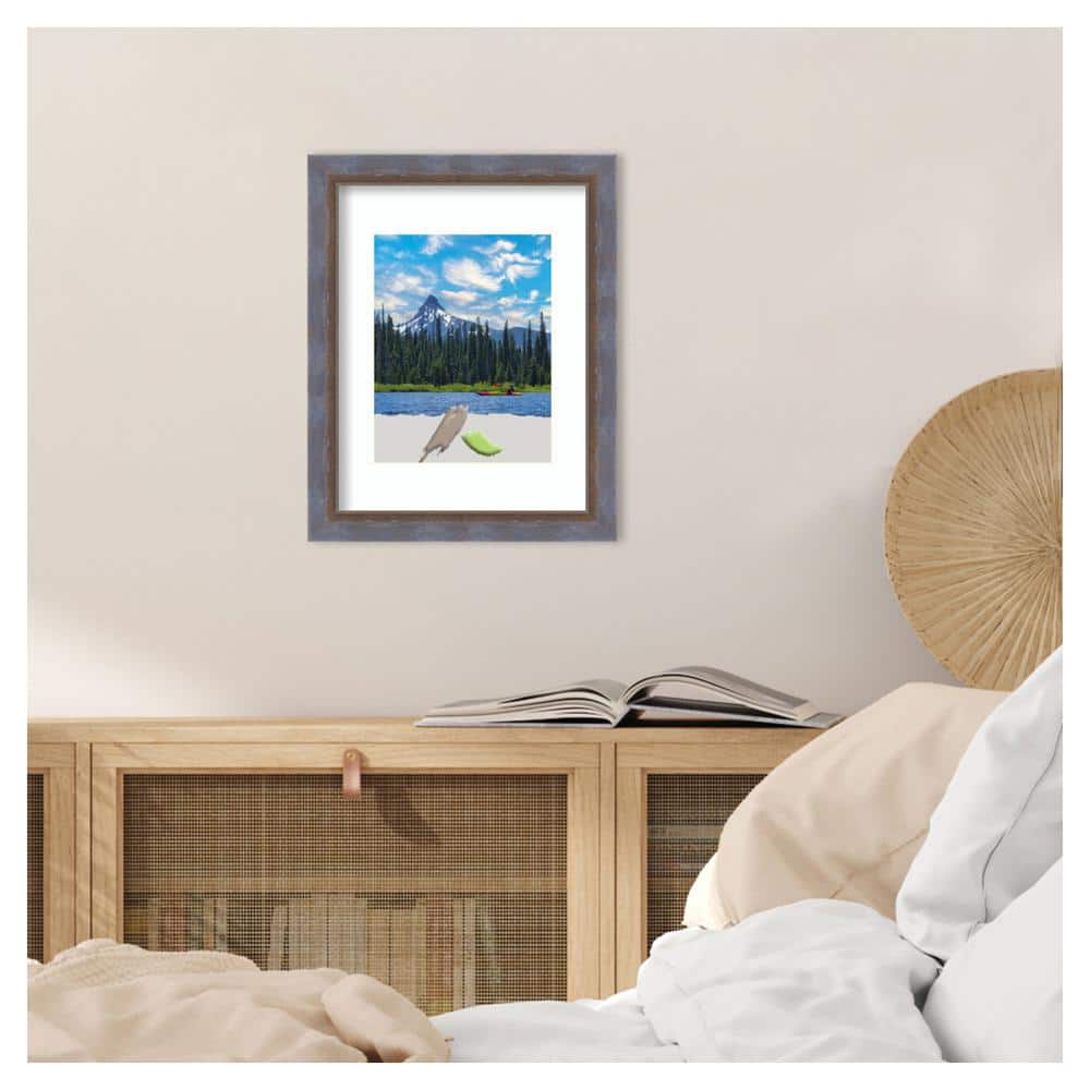 Two Tone Blue Copper Pine Wood Wall Picture Frame
