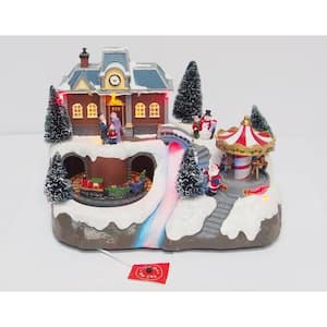 8.5 in. LED Train Station with Carrousel