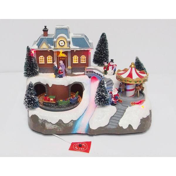 Home Accents Holiday 8.5 in. LED Train Station with Carrousel