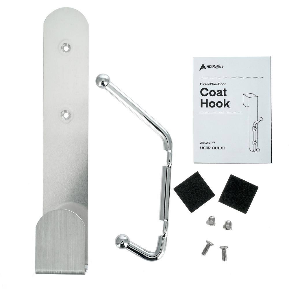 Silver Over-the-Door Hooks with Aluminum Back Plate, 12-Pack