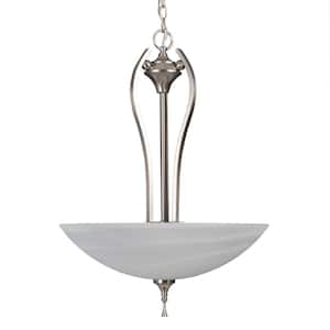 Glacier Point Collection 3-Light Satin Nickel Pendant with Ivory Cloud Glass Shade