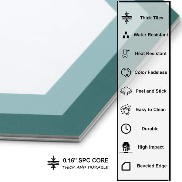 Green Hexagon 8 in. x 9 in. Vinyl Peel and Stick Backsplash Stone Composite Floor and Wall Tile (0.36 sq. ft.)