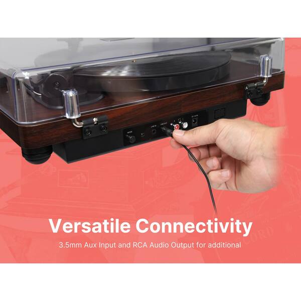 Victor Lincoln Record Player, 3-Speed Turntable with Vintage Wood
