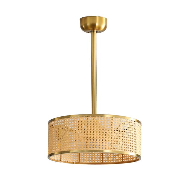 WINGBO 17.7 in. 4-Lights, Indoor 6-Speeds Reversible Gold Caged Ceiling Fan with Remote Control