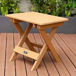 Portable 20 in. Plastic Brown Outdoor Side Table Adirondack Table