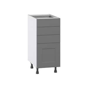 Bristol Painted Slate Gray Shaker Assembled Base Kitchen Cabinet with 4 Draws (15 in. W x 34.5 in. H x 24 in. D)