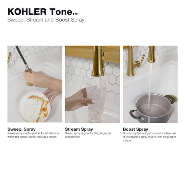 KOHLER Tone Single Handle Touchless Pull Down Sprayer Kitchen