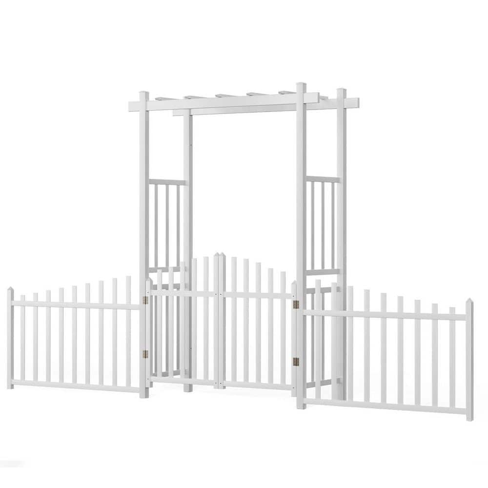 85 in. x 145 in. Garden Arbor with Gate and Fence PVC Wedding Arch for Ceremony Party Garden Trellis price history on PriceWatchPro