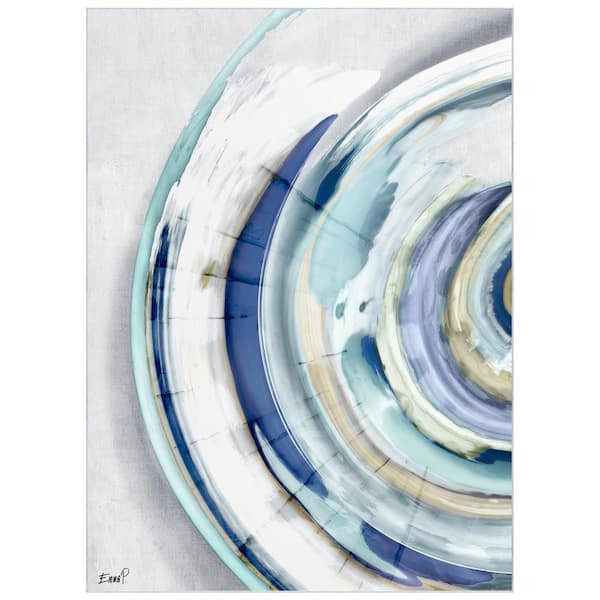 Empire Art Direct Blue 8 ft. x 10 ft. Fantasy Shell II Washable Geometric Art Felt Area Rug