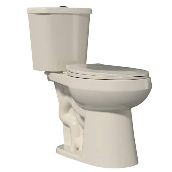 17 in. Toilet ADA Chair Height Two-Piece Toilet 1.1/1.6 GPF Dual Flush Round Toilet in Bone With Soft-Close Seat Toilet