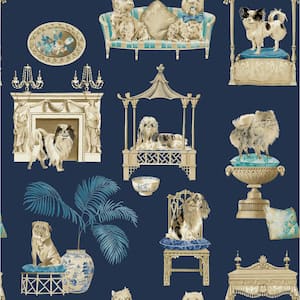 Best in Show Dog Midnight Blue Vinyl Peel and Stick Wallpaper Roll ( Covers 30.75 sq. ft. )