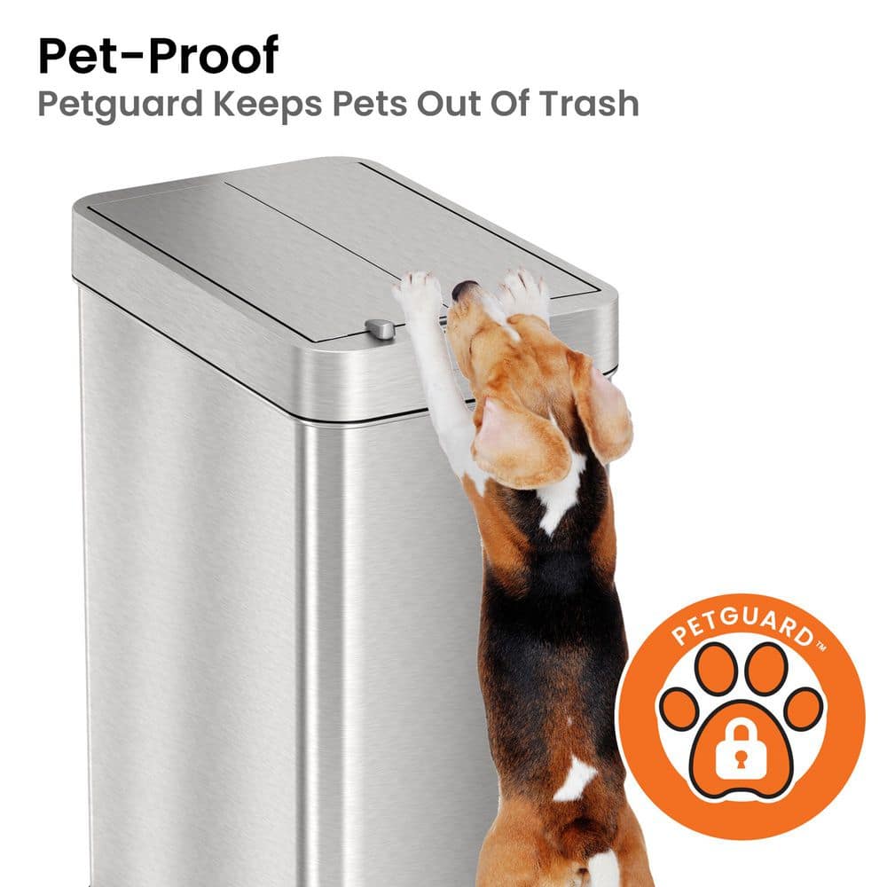 Silver Stainless Steel Touchless Motion Sensor Trash Can 18 Gallon